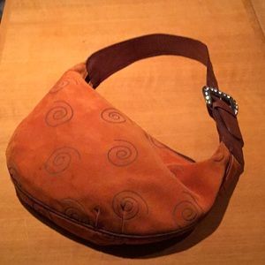 Orange Suede Hobo Bag